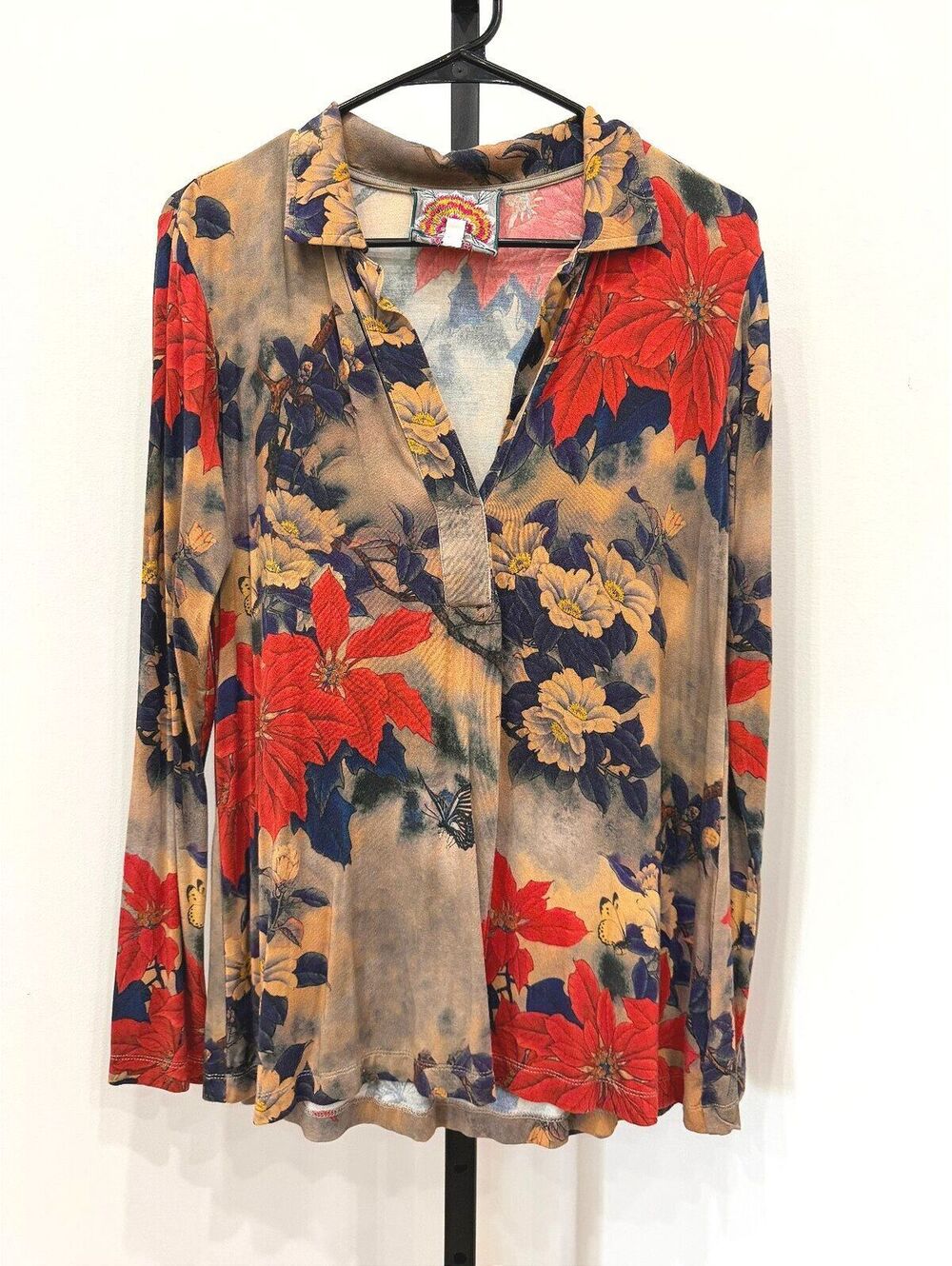 Johnny Was Los Angeles Floral Long Sleeve Blouse, Size S